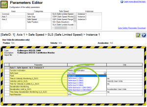 Parameters Editor with the Safe Input options showing and circled